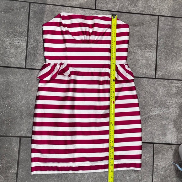 Lilly Pulitzer Maybell Azalea Strapless Peplum Dress Pink White Stripe Sz 8 - Picture 6 of 10